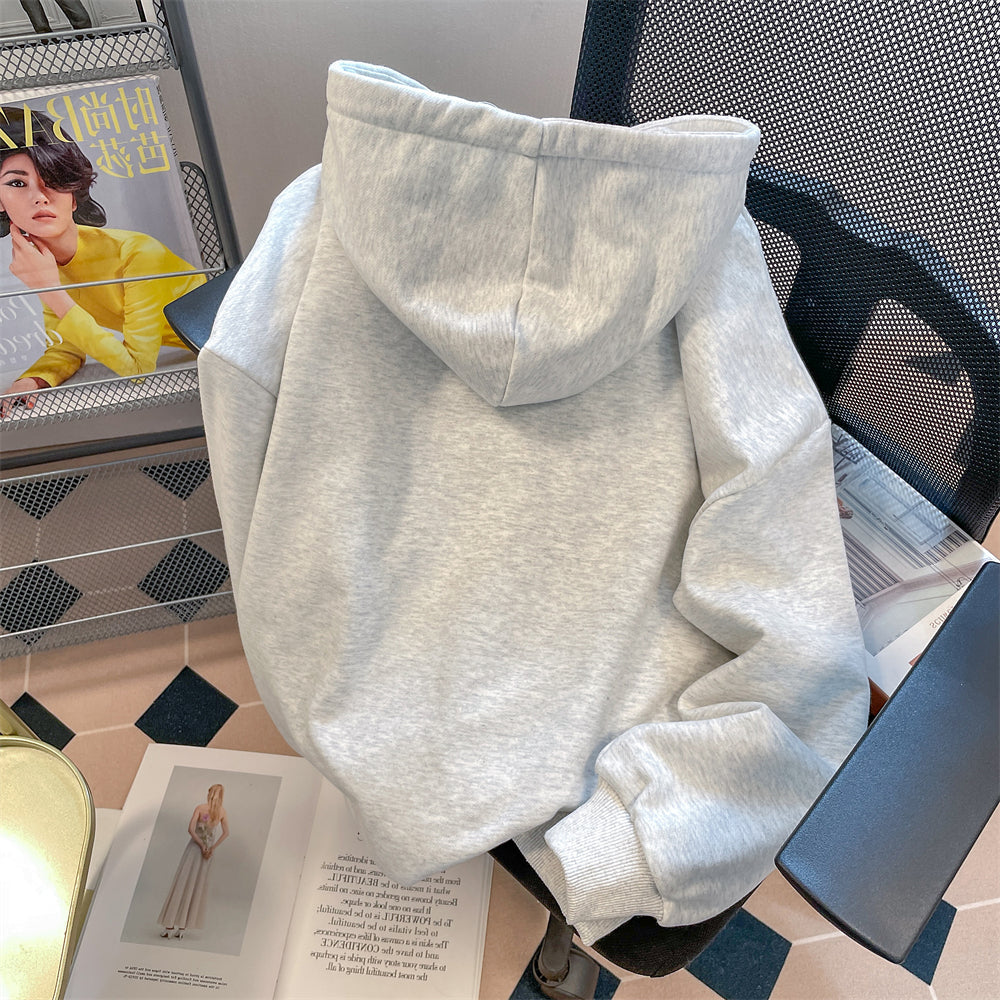 Denim Patch Kelebek Kapüşonlu Sweatshirt