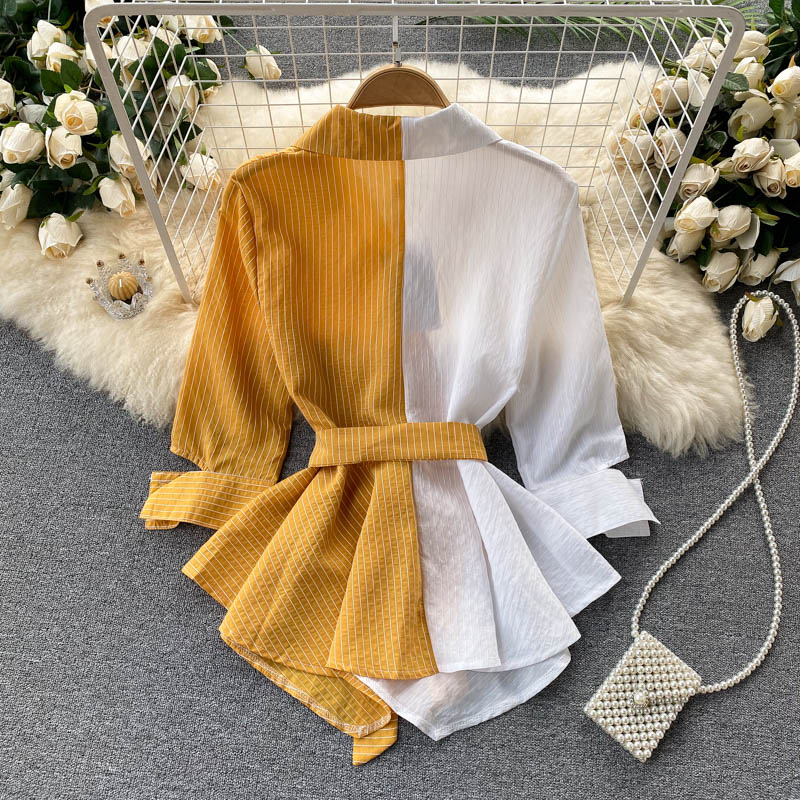 Çizgili Düzensiz Lotus Yaprağı Salıncak Dantel Üst