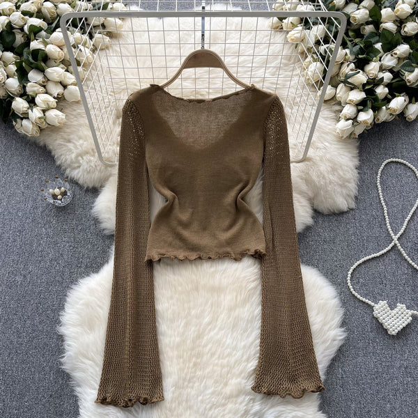 Vintage Kelebek Desenli Triko Bluz