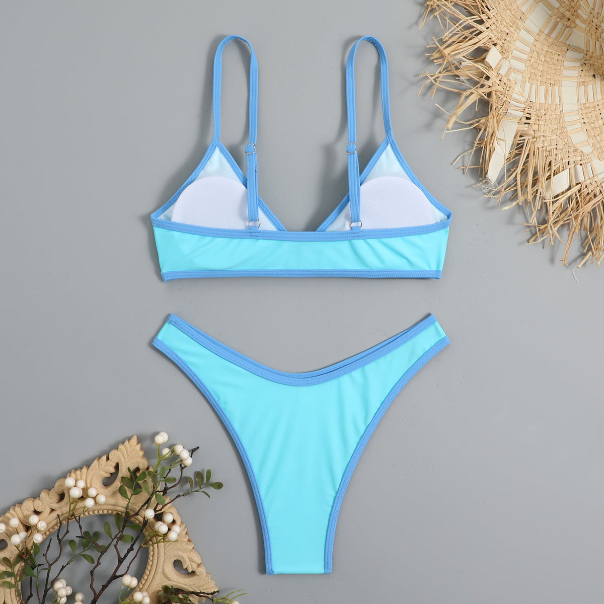 Basit Tasarım Renk Bloklama Bikini