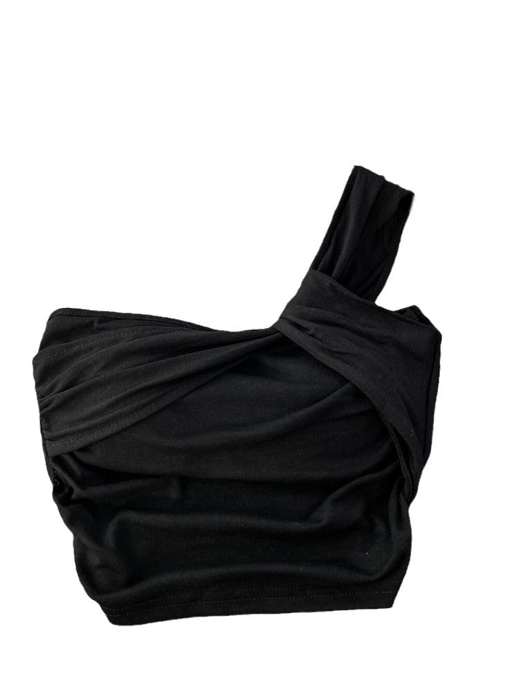 Nish Düz Renk Düğümlü Crop Bluz