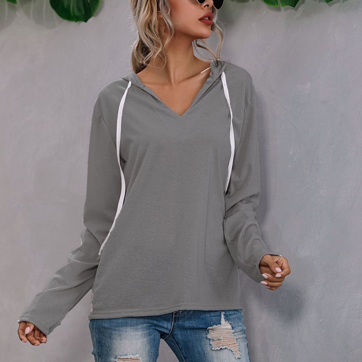 Kadınlar için Rahat Kapüşonlu Sweatshirt