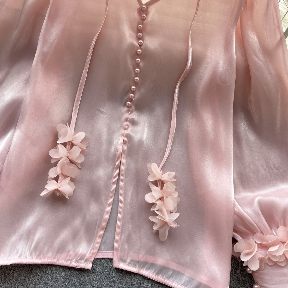 Kurumsal Dantel Saten Gömlek Ribbons ile