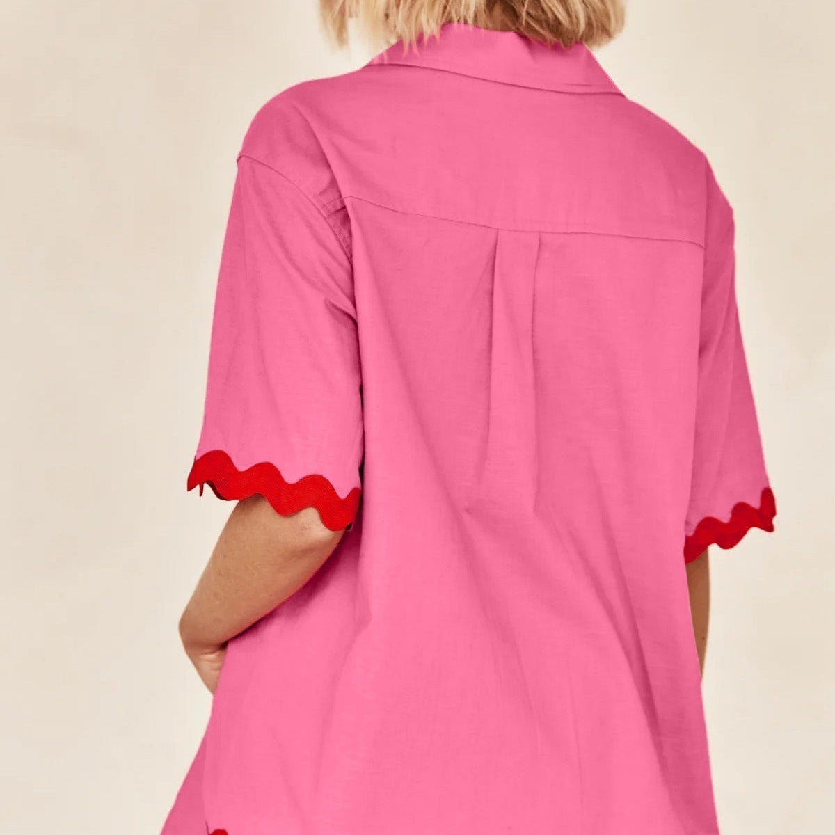 Düz Cardigan Takımı Dalgalı Dikişlerle