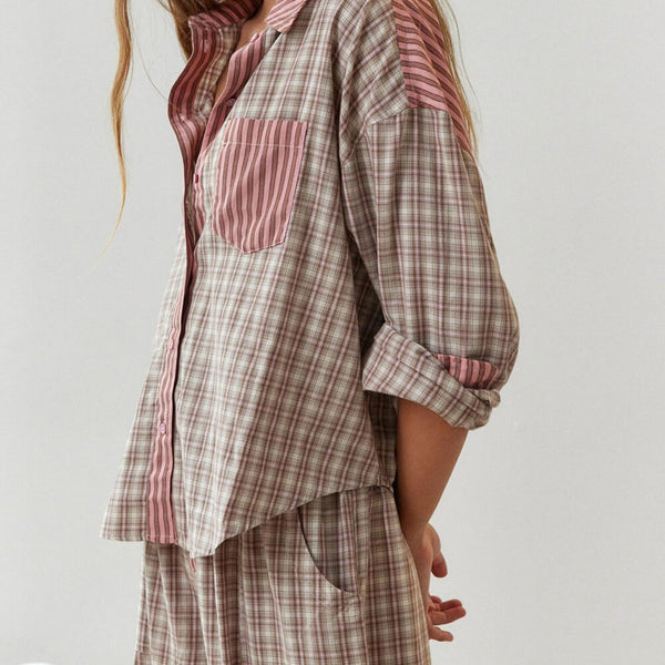 Clara | Bol pembe şerit pijama seti