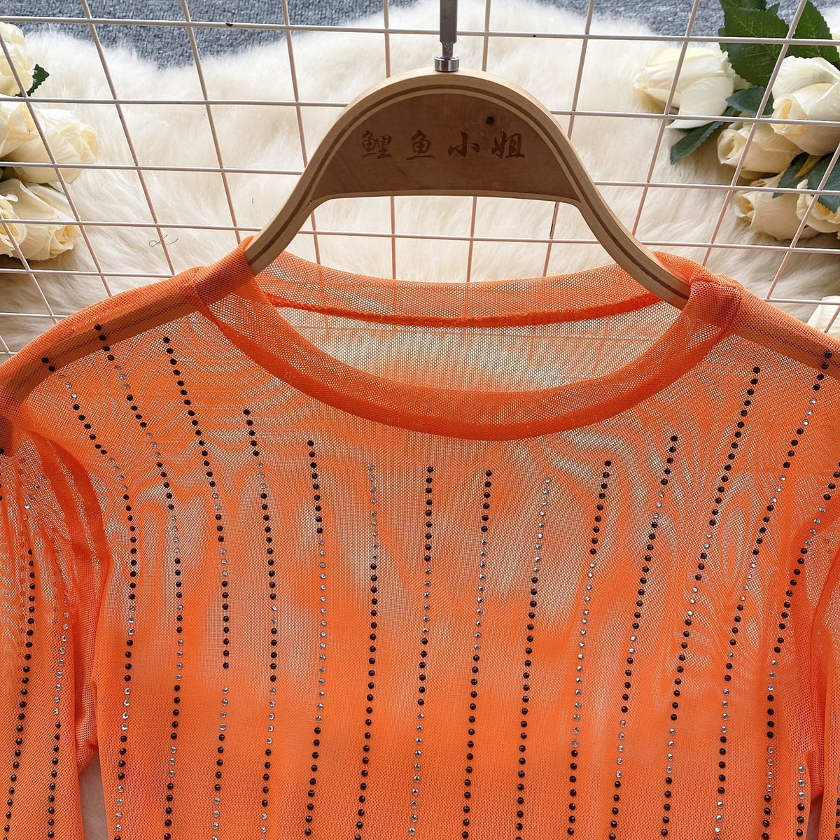 Rhinestone Taşlı Mesh Alt Tişört