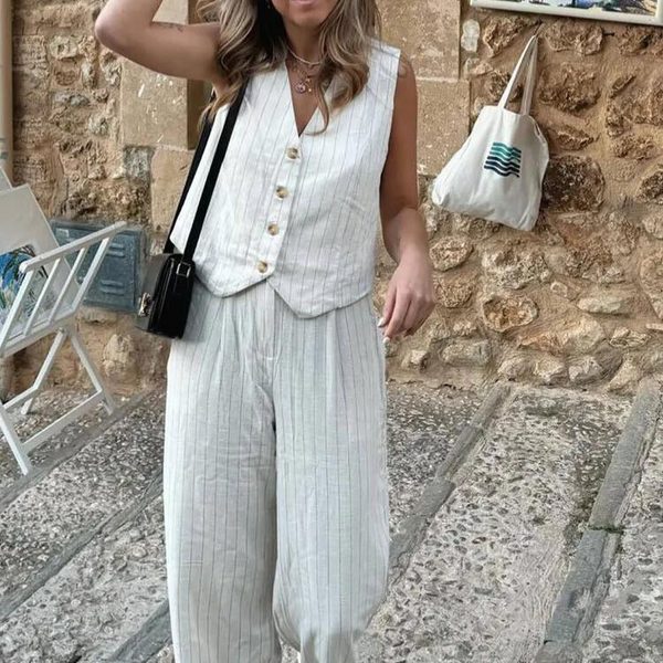 Petra | Akışkan Keten Tek Düğmeli Takım