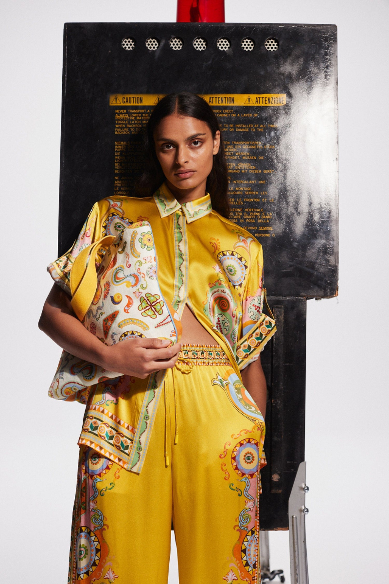 Adrienne Kısa Kol Pantolon Seti ile Paisley Deseni