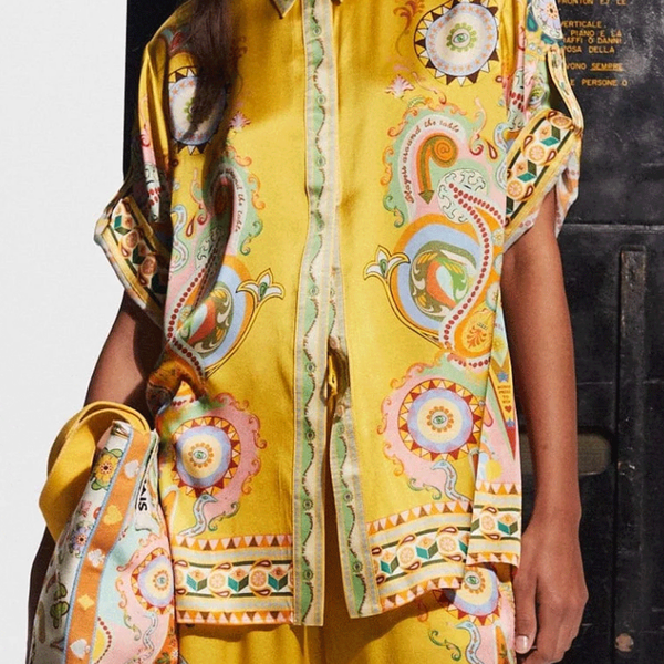 Adrienne Kısa Kol Pantolon Seti ile Paisley Deseni