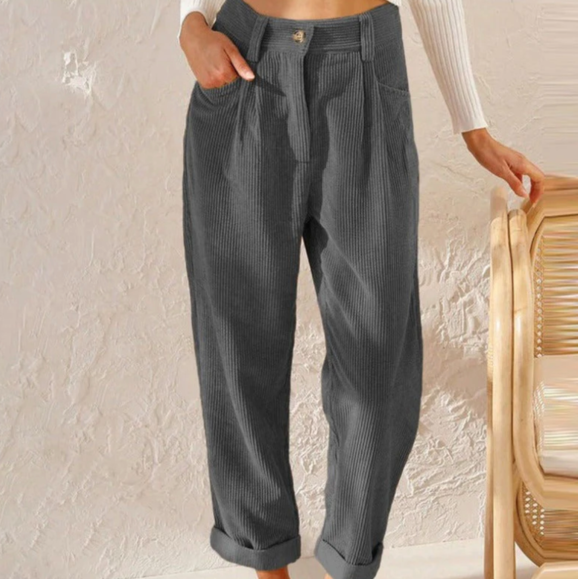 MALIA - rahat cord kumaş pantolon