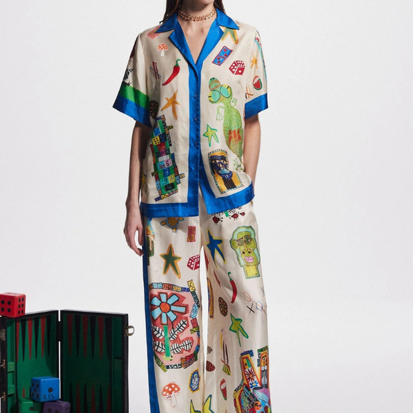 Clarette Patchwork-Şort Seti V Yaka