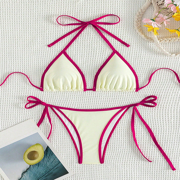Renkli Seksi Yırtık Bikini Mayo