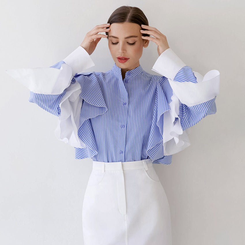 Silk Elegance Ekose Desenli Uzun Kollu Rahat Gömlek