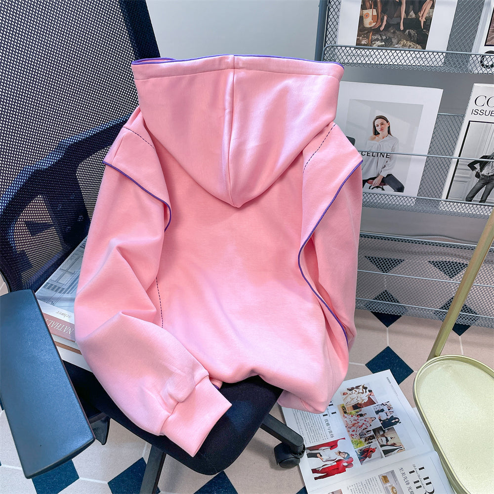 Niş Renk Bloklu Pembe Sweatshirt
