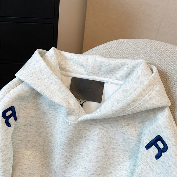 Şık Monogramlı Nakışlı Kapüşonlu Sweatshirt