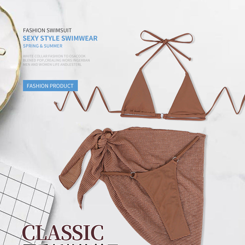 Üç Parçalı Askılı Şık Plaj Tatili Bikini