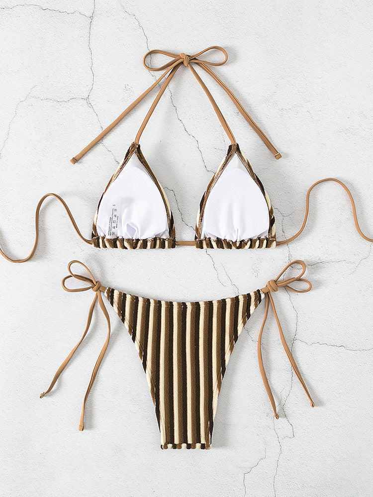 Havlu Kumaş Askılı Kravat Bikini