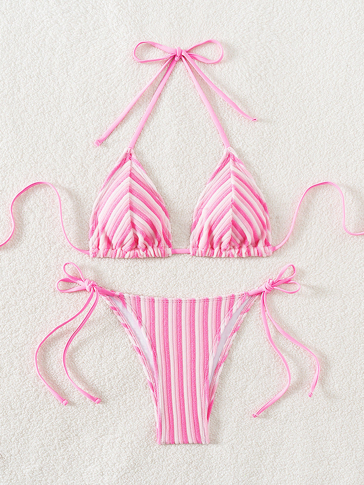 Havlu Kumaş Askılı Kravat Bikini