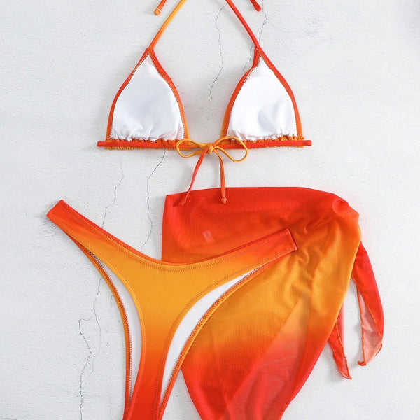 Üç Parça Soluk Renkli Mayo Ayrık Bikini