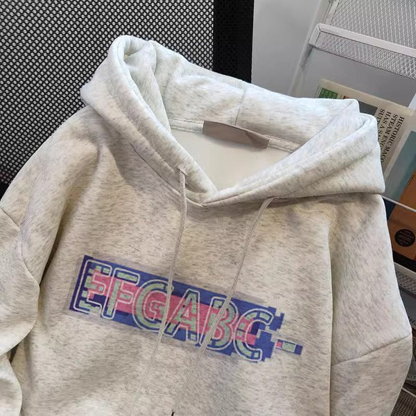 Vintage Monogramlı Baskılı Kapüşonlu Sweatshirt