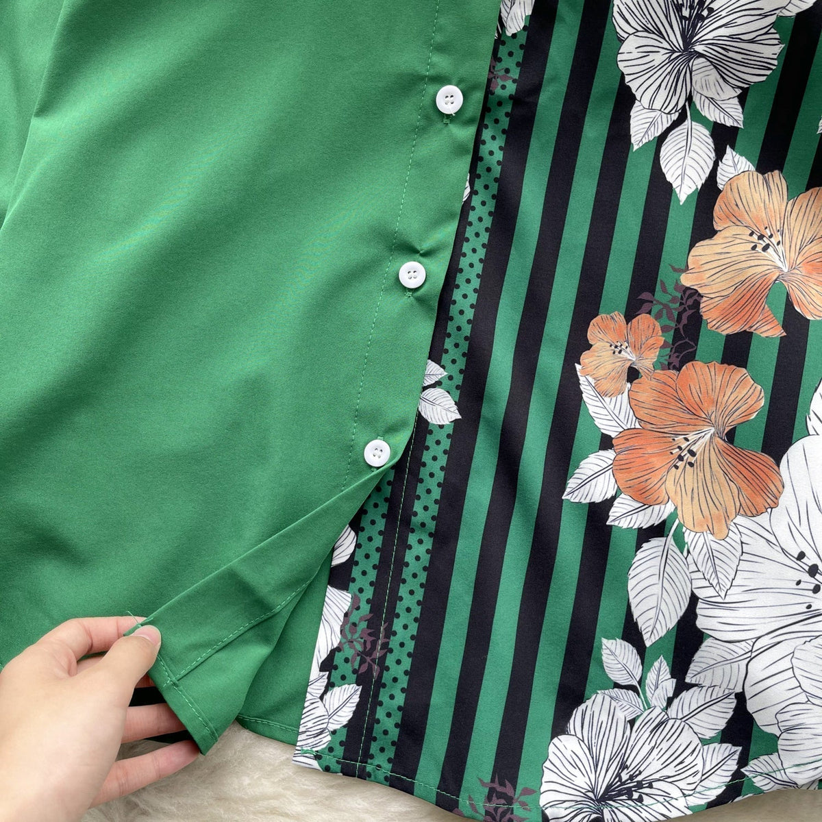 Çiçek Desenli Patcher Loose-fit Gömlek