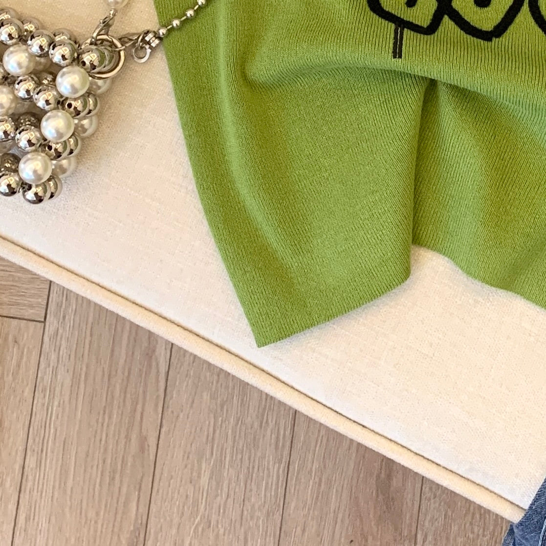Nia Kalp Desenli Nakışlı Triko