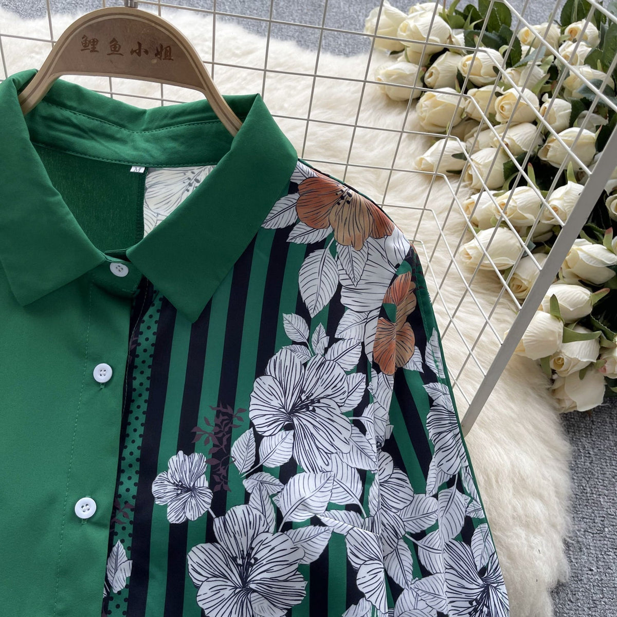 Çiçek Desenli Patcher Loose-fit Gömlek