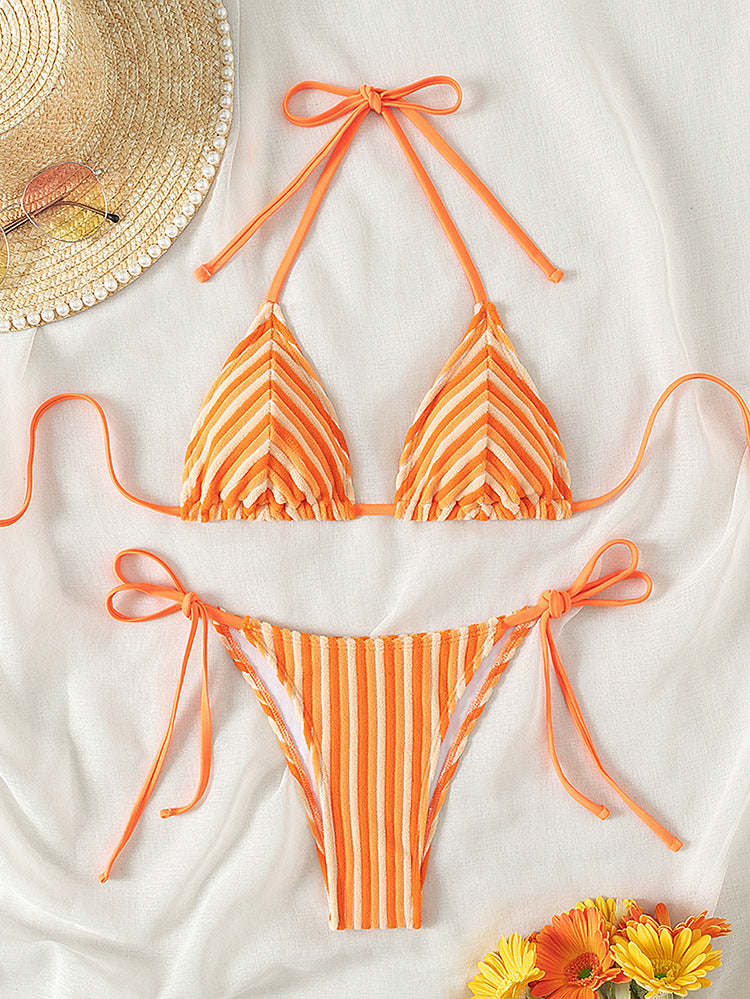Havlu Kumaş Askılı Kravat Bikini