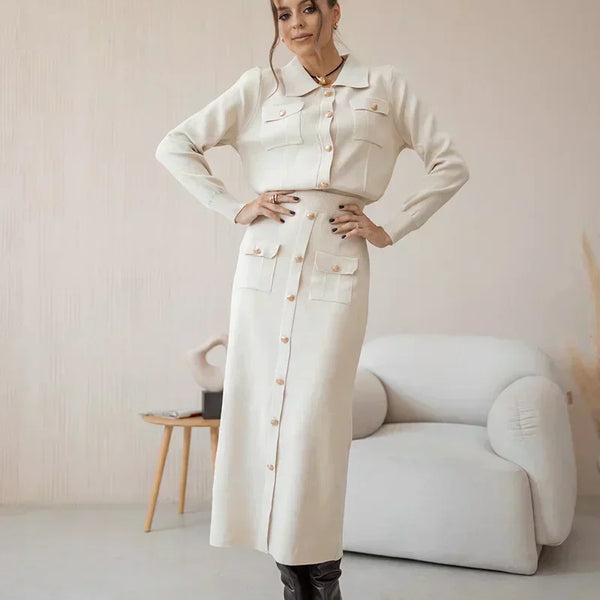 Misaki | Kadın Blazer Etek Seti Vintage Görünüm