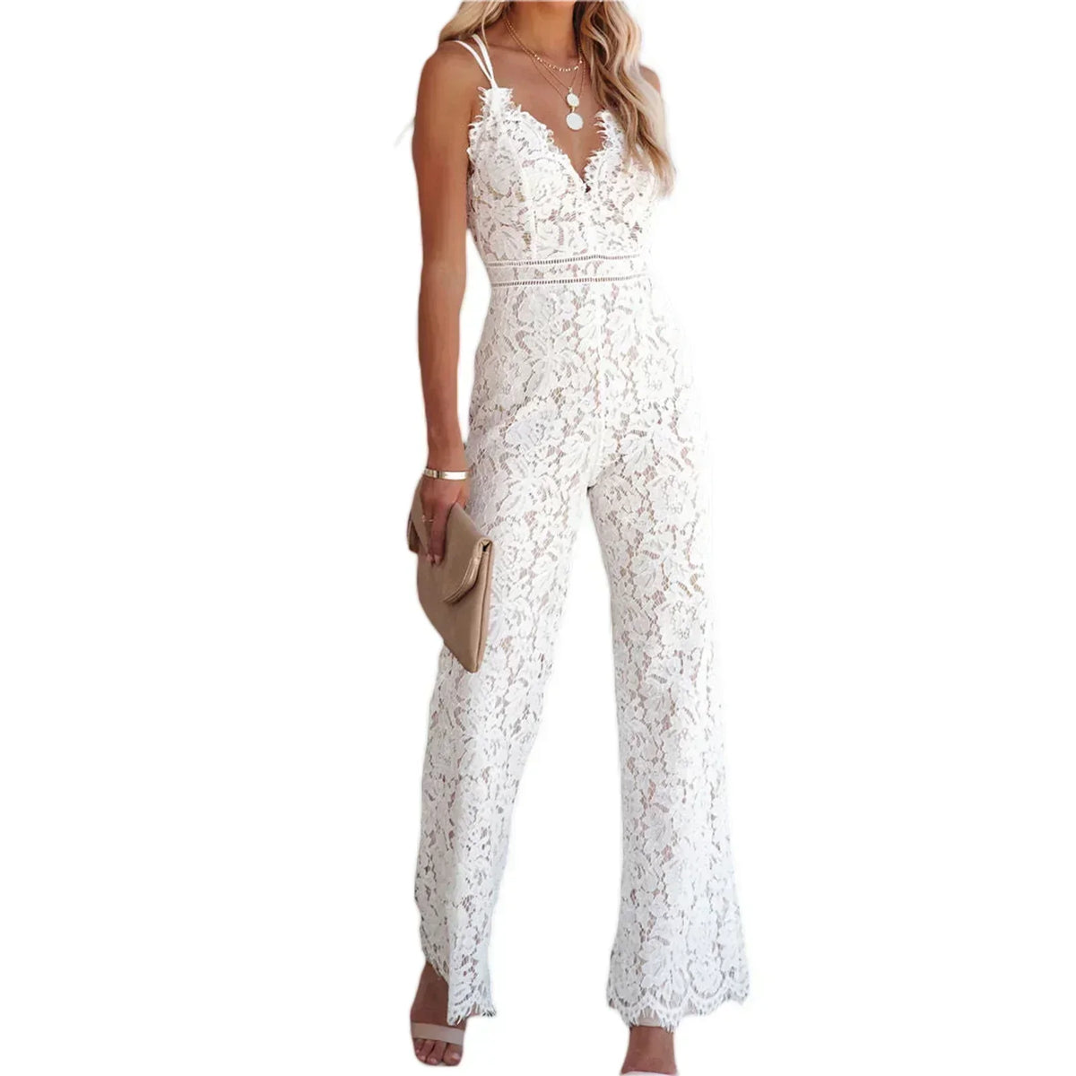 Elegant Lace Jumpsuit Kadın Tulum
