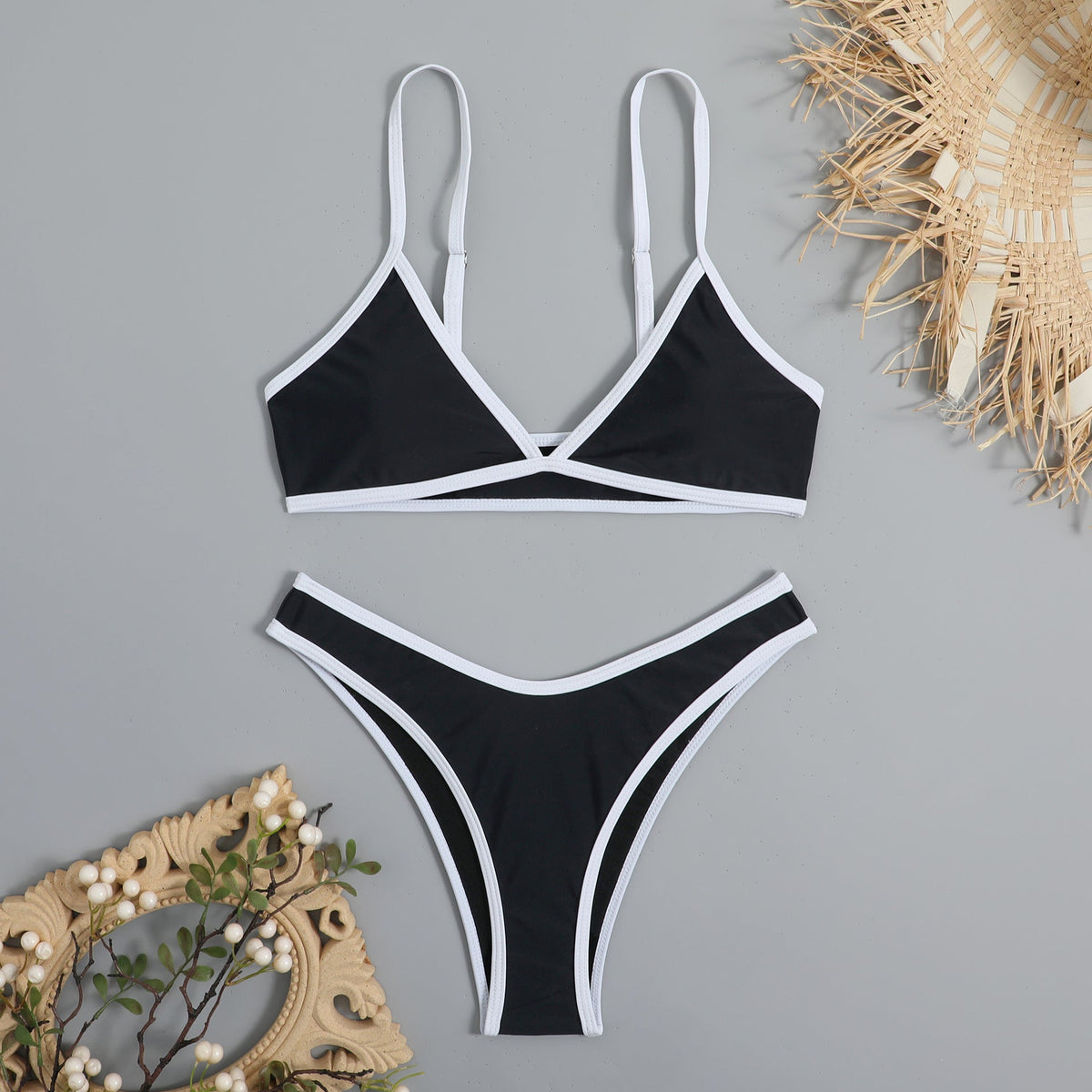 Basit Tasarım Renk Bloklama Bikini