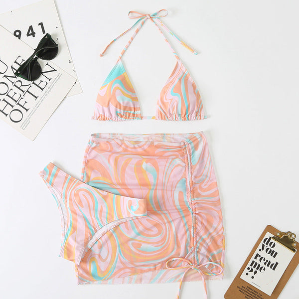 Renkli Çiçekli Bikini 3 Parça Set