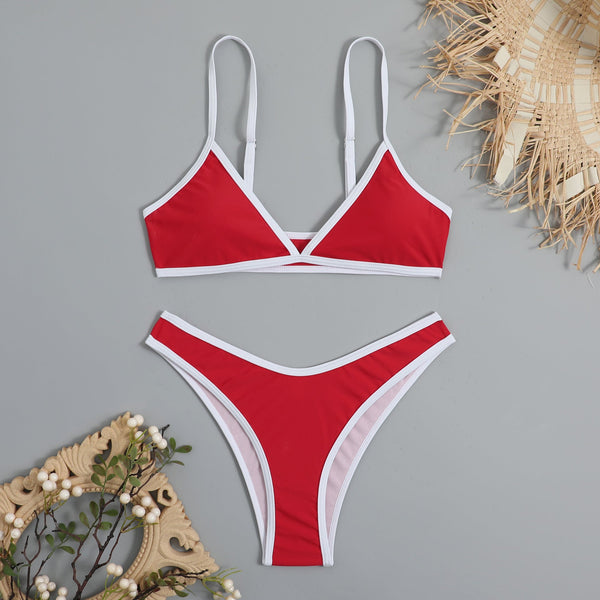 Basit Tasarım Renk Bloklama Bikini