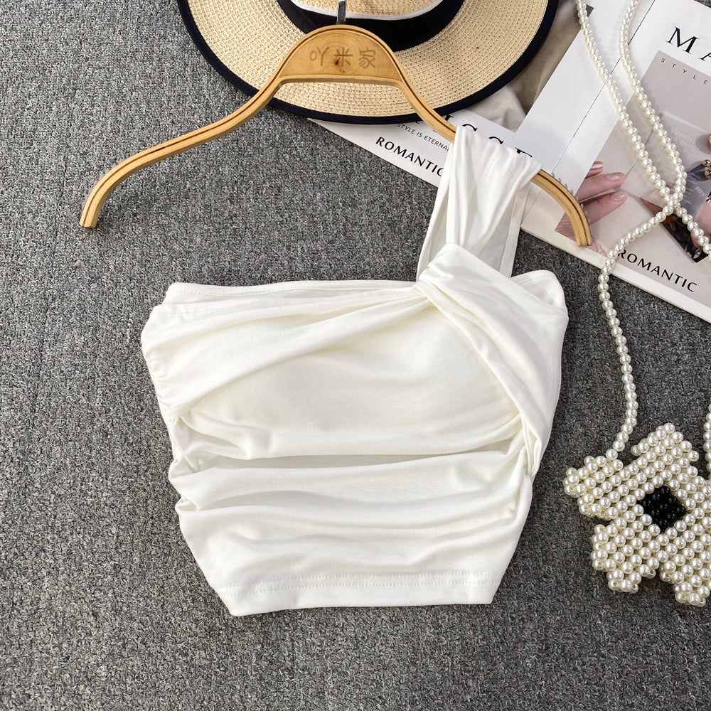 Nish Düz Renk Düğümlü Crop Bluz