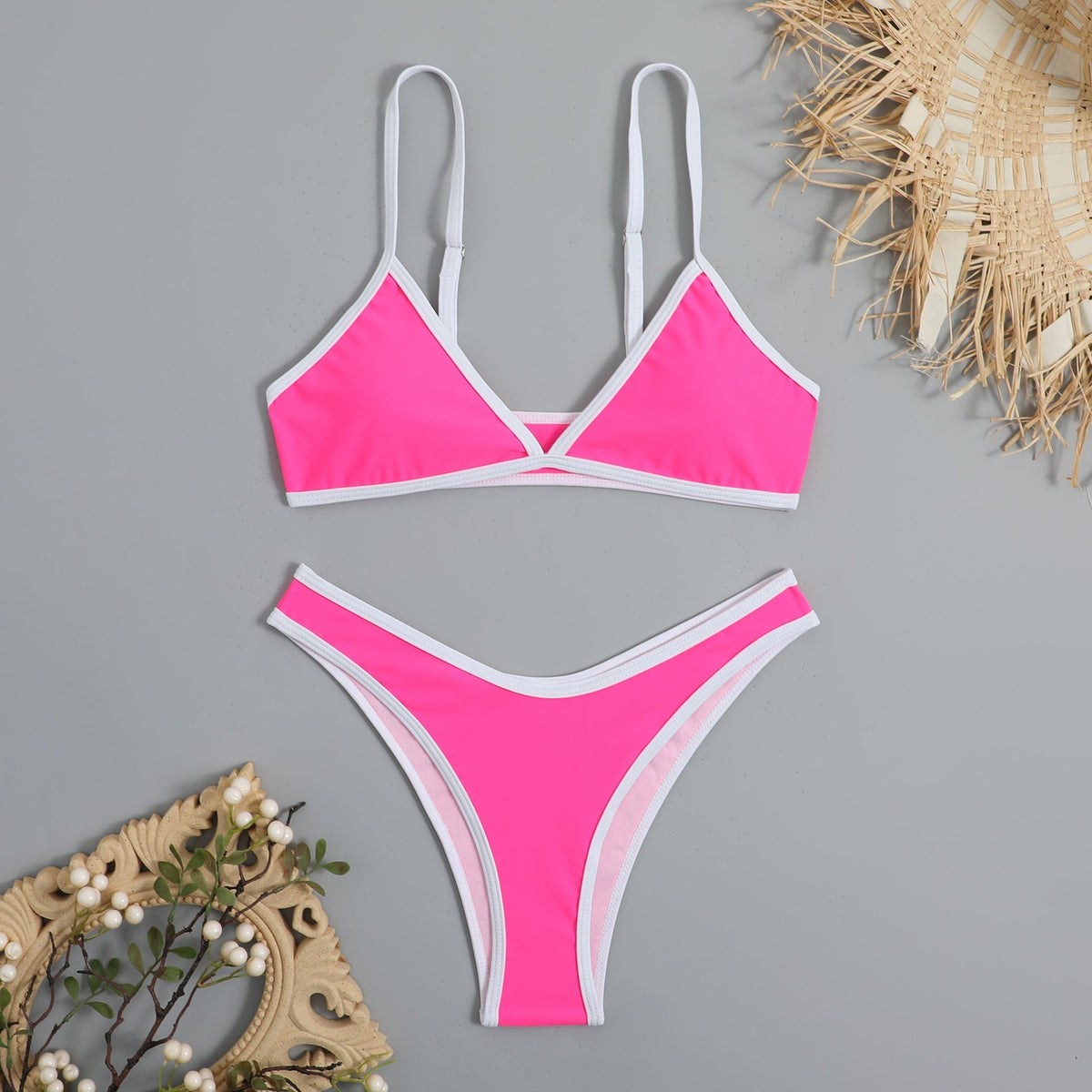 Basit Tasarım Renk Bloklama Bikini