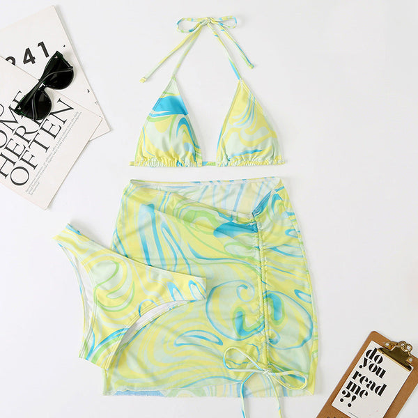 Renkli Çiçekli Bikini 3 Parça Set