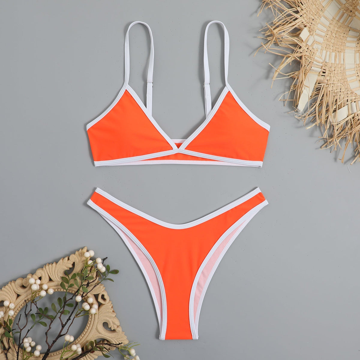 Basit Tasarım Renk Bloklama Bikini