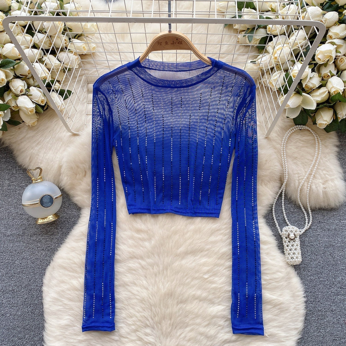Rhinestone Taşlı Mesh Alt Tişört