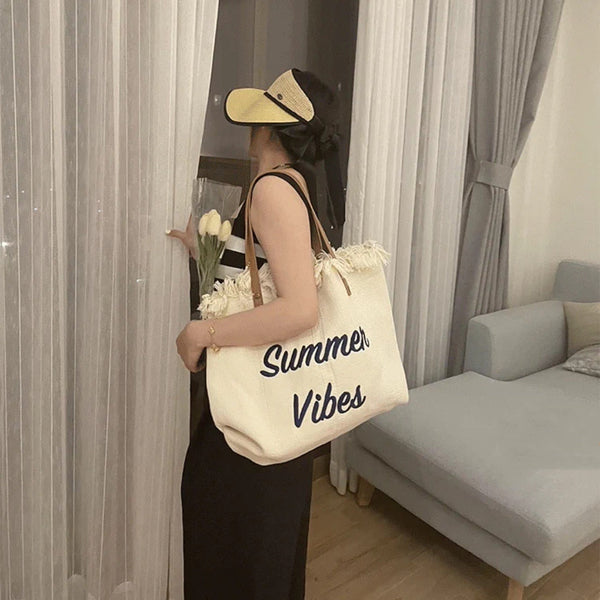 Bellachicha Yaz Vibes Plaj Çantası | Renkli Yaz Desenli Plaj Çantası