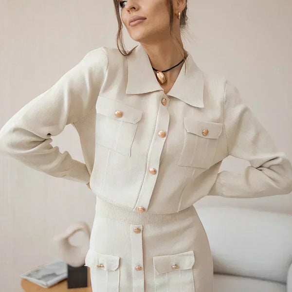 Misaki | Kadın Blazer Etek Seti Vintage Görünüm