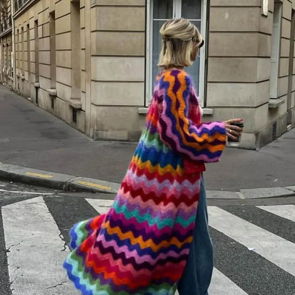 Dalga Desenli Mohair-Kardigan