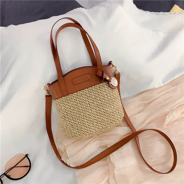 Bellachicha - Kadın Omuz Çantası, Örgü Desenli, PU Patchwork ve Tasarımcı Askı