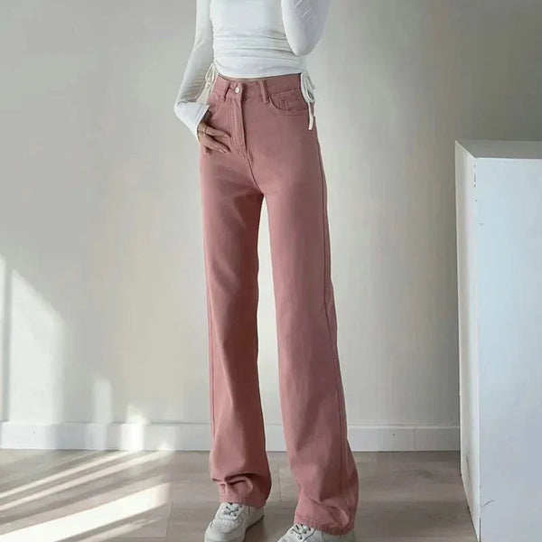 Kadınlar için kış kot pantolon, düz model, rahat ve şık