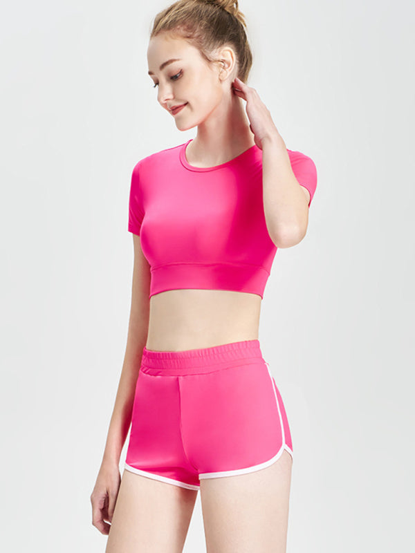 Yeni Kısa T-shirt Spor Rahat Şort İki Parça Koşu Fitness Takımı