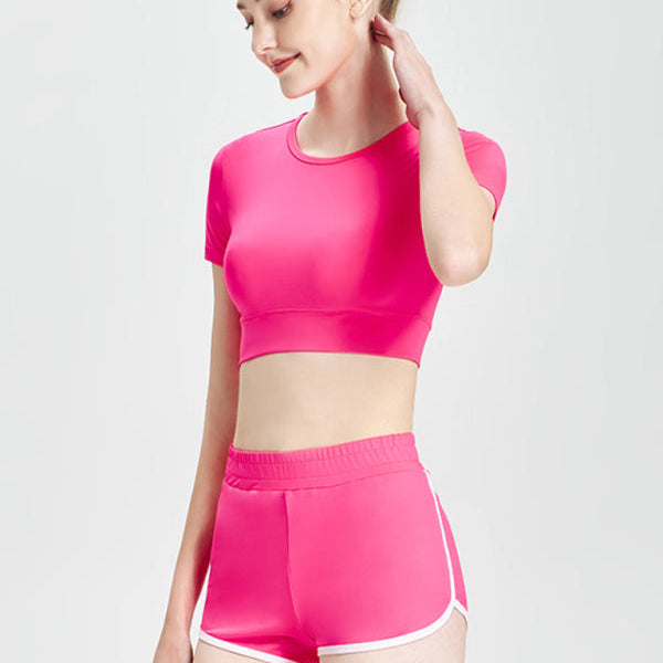 Yeni Kısa T-shirt Spor Rahat Şort İki Parça Koşu Fitness Takımı