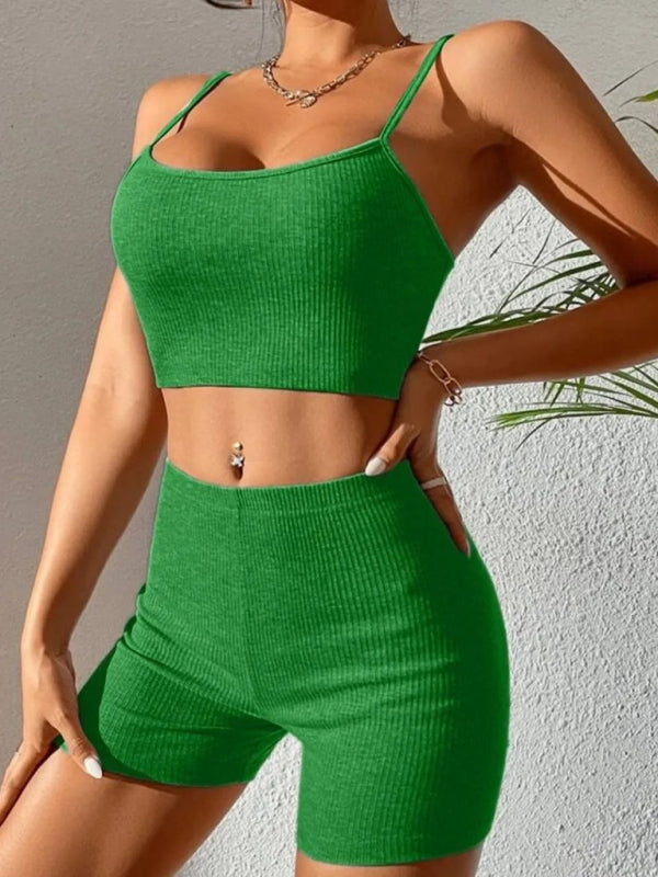 Seksi Askılı Şort Moda Takımı Yoga Spor Takımı