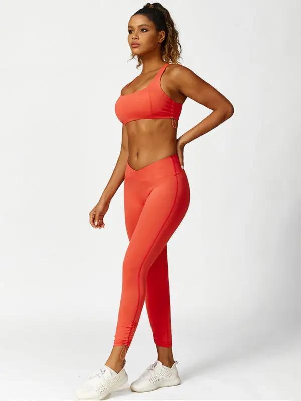 Yeni Kordonlu Yoga Pantolonu, Nefes Alabilir, Düz Renk, Koşu Pantolonu