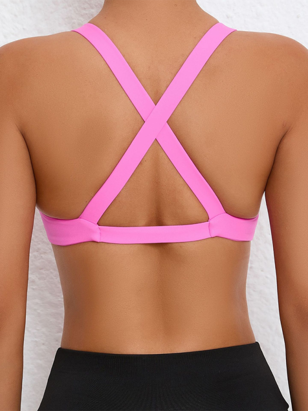 Dışarıda koşmak için uygun, hızlı kuruyan spor yoga sütyeni, çapraz sırt fitness iç giyimi