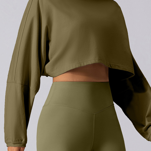 Yuvarlak Yaka Sweatshirt T-Shirt Spor Kısa Temel Tişört Yoga Koşu Rahat Uzun Kollu Tişört